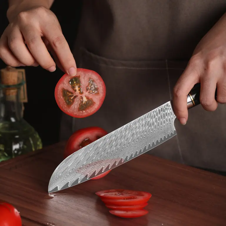 Наборы кухонных профессиональных ножей из дамасской стали.